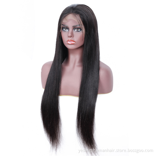 Factory Supplier Selling Natural Hair 13x4 lace Wigs For Women Peruvian Glueless Natural silky Straight Human Hair Wigs In Stock
